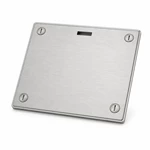 Brushed aluminum battery enclosure access panel with four flush quarter-turn latches and ventilation slot