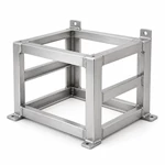Welded aluminum battery power cabinet frame with support rails and mounting brackets
