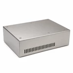 Brushed stainless steel cleanroom equipment enclosure with precision ventilation slots