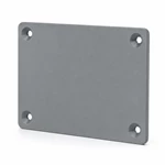 Matte gray powder-coated electrical junction box cover plate with four countersunk mounting holes