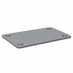 Rear view of matte gray electrical junction box cover plate with four countersunk mounting holes