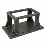 Heavy-duty welded steel industrial equipment base frame with reinforced corner gussets and mounting holes