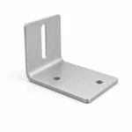 Zinc-plated L-shaped license plate mounting bracket with slotted and round mounting holes