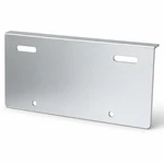 Zinc-plated license plate mounting plate with elongated slots, round bolt holes and 90-degree bent flange