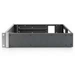 Side view of rack-mount server chassis showing full body depth and open-frame construction