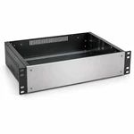 19-inch rack-mount server chassis with brushed aluminum front panel and black steel body