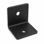 Custom black powder-coated right-angle sheet metal corner bracket
